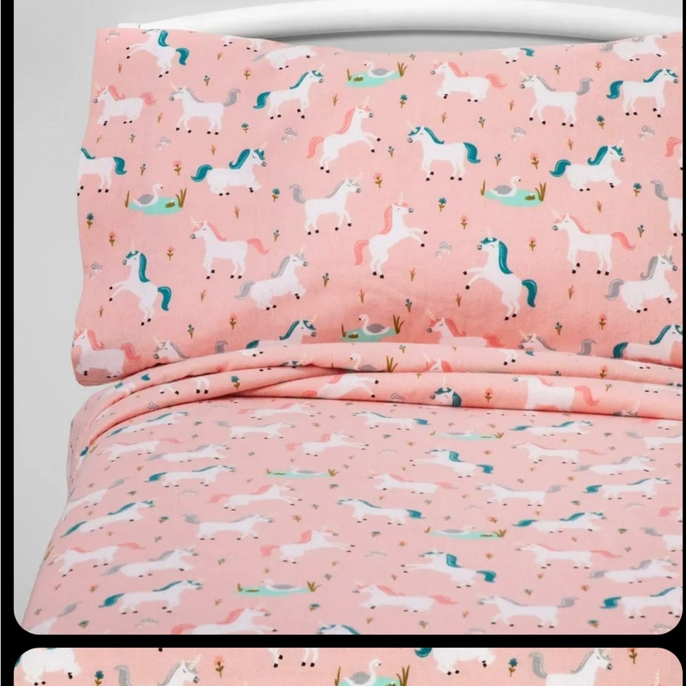 Pillowfort Unicorn Flannel Sheet Set Twin